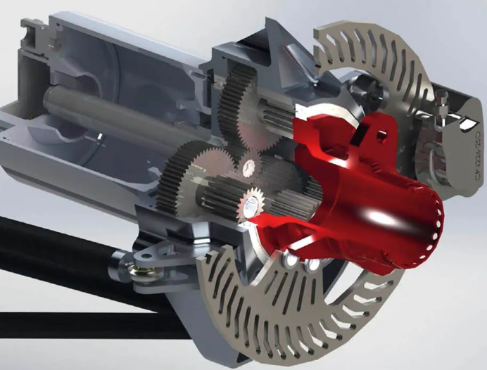 Full wheel assembly model within SolidWorks
