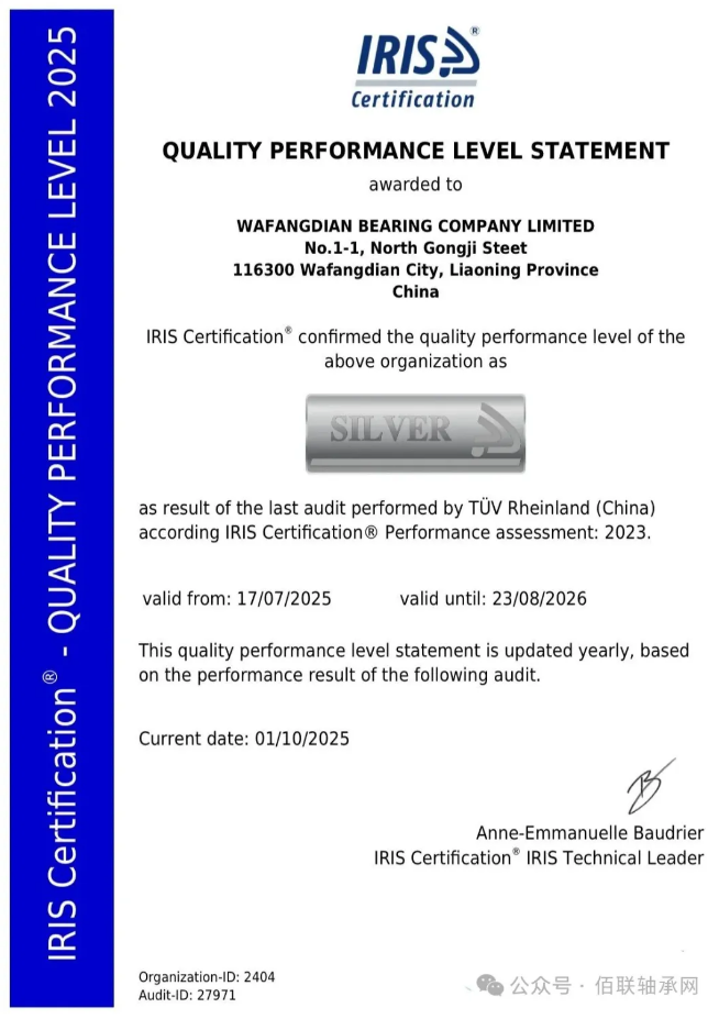 ZWZ Bearing Awarded China First Railway ISO 22163 Silver Certificate