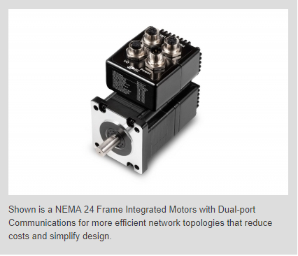 Applied Motion NEMA 24 Frame Integrated Motors Offer Dual-Port Communications