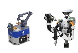 Rollomatic's SmartMoMa AGV with mobile robot and Nextage humanoid robot