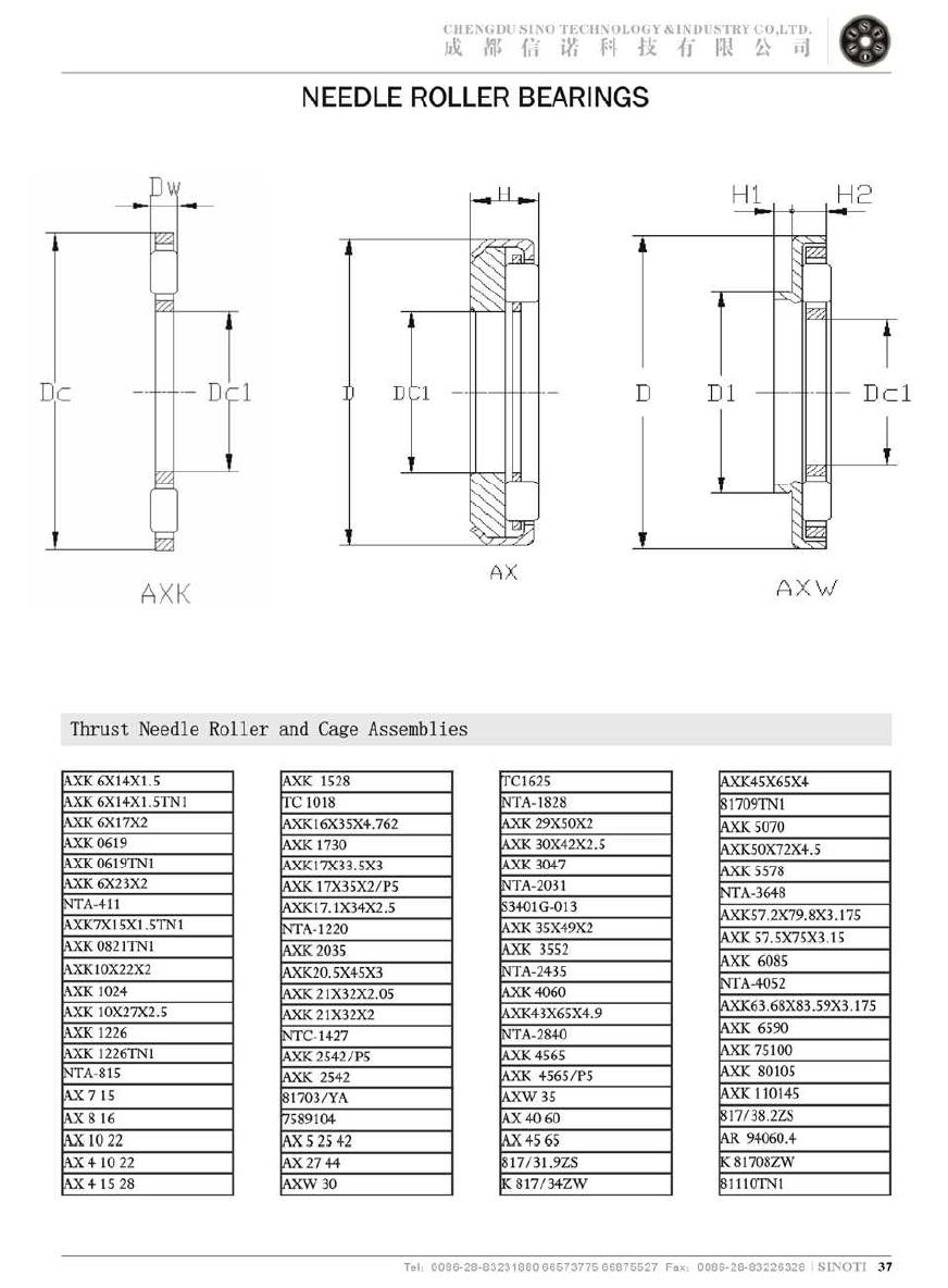 AXK6*15*1.5 | AXK6*14*1.5TN1 | AXK6*17*2 | AXK0619 | AXK0619TN1 | AXK6*23*2 | NTA-411 | AXK7*15*1.5TN1 | AXK0821TN1 | AXK10*22*2 | AXK1024 | AXK10*27*2.5 | AXK1226 | AXK1226TN1 | NTA-815 | AX715 | AX816 | AX1022 | AX4-1022 | AX4-1528 | AXK1528 | TC1018 | AXK16*35*4.762 | AXK17
30 | AXK17*33.5*3 | AXK17*35*2/P5 | AXK17.1*34*2.5 | NTA-1220 | AXK2035 | AXK20.5*45*3 | AXK21*32*2.05 | AXK21*32*2 | NTC-1427 | AXK2542/P5.AXK2542 | 81703/YA | 7589104 | AX52542 | AX2744 | AXW30 | TC1625 | NTA-1828 | AXK29*50*2 | AXK30*42*2.5 | AXK3047 | NTA-2031 | S3401G-013 | AXK35*49*2 | AXK3552 | NTA-2435 | AXK4060 | AXK43*65*4.9 | NTA-2840 | AXK4565 | AXK4565/P5 | AXW35 | AX4060 | AX4565 | 817/31.9ZS | K817/34ZW | AXK45*65*4 | 81709TN1 | AXK5070 | AXK50*72*4.5 | AXK5578 | NTA-3648 | AXK57.2*79.8*3.175 | AXK57.5*75*3.15 | AXK6085 | NTA-4052 | AXK63.68*83.59*3.175 | AXK6590 | AXK75100 | AXK80105 | AXK110145 | 817/38.2ZS | AR94060.4 | K81708ZW | 81110TN1 | 